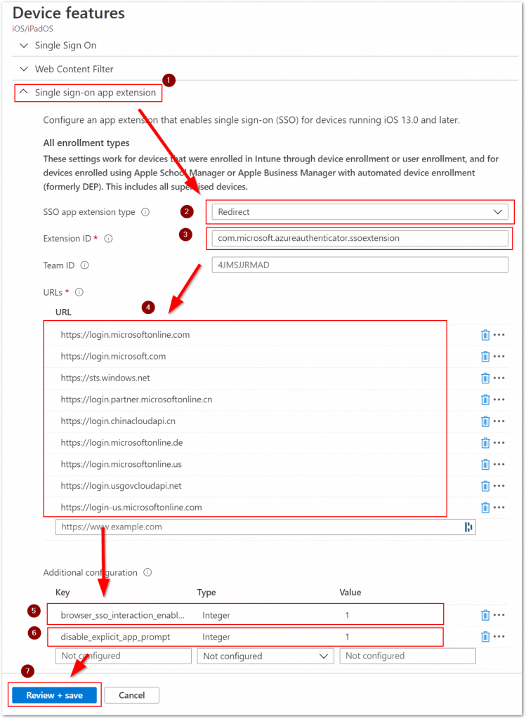 Open Image: SSO app extension configuration in Intune