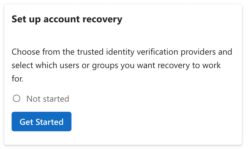 Open Image: Account recovery Get started page