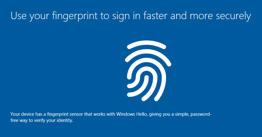 Open Image: Fingerprint sign-in setup with Windows Hello