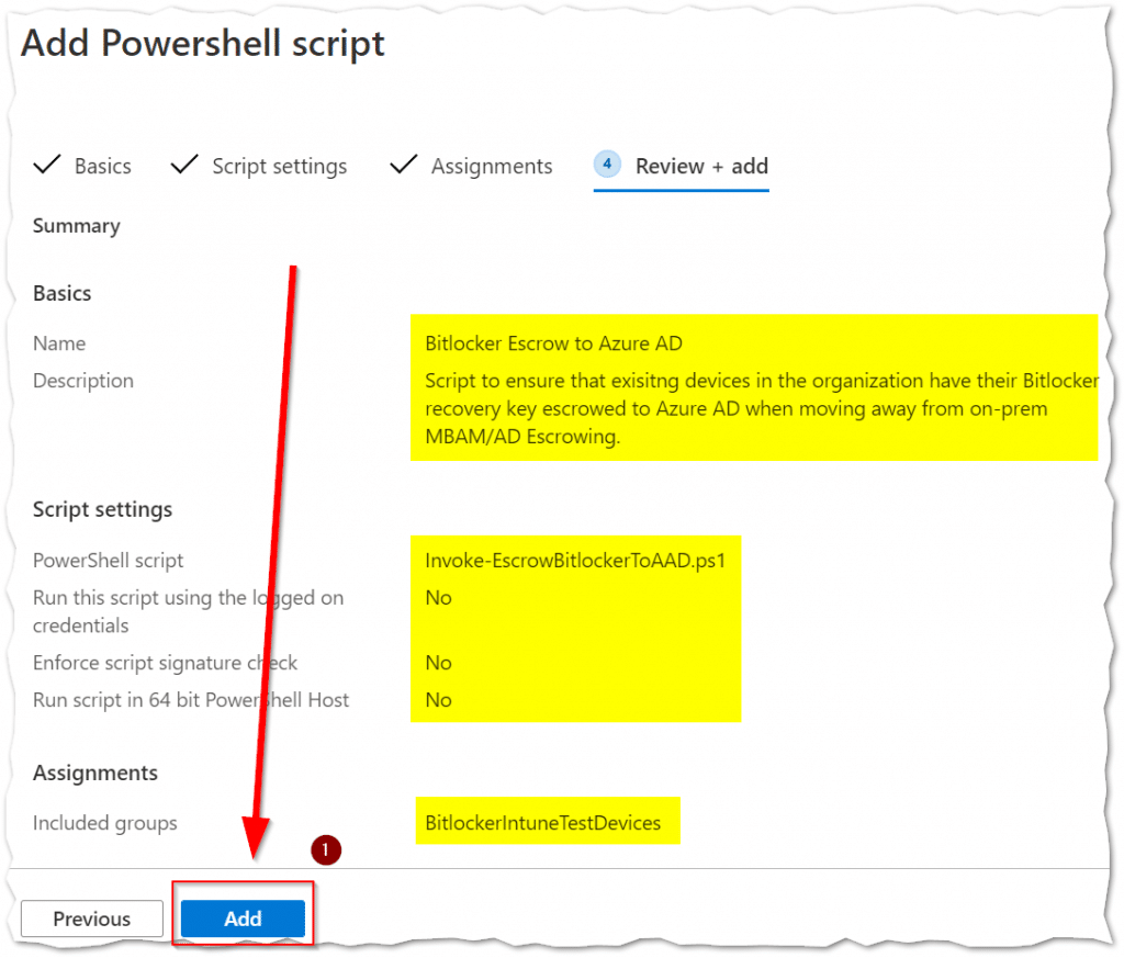 Open Image: Review and add the PowerShell script deployment