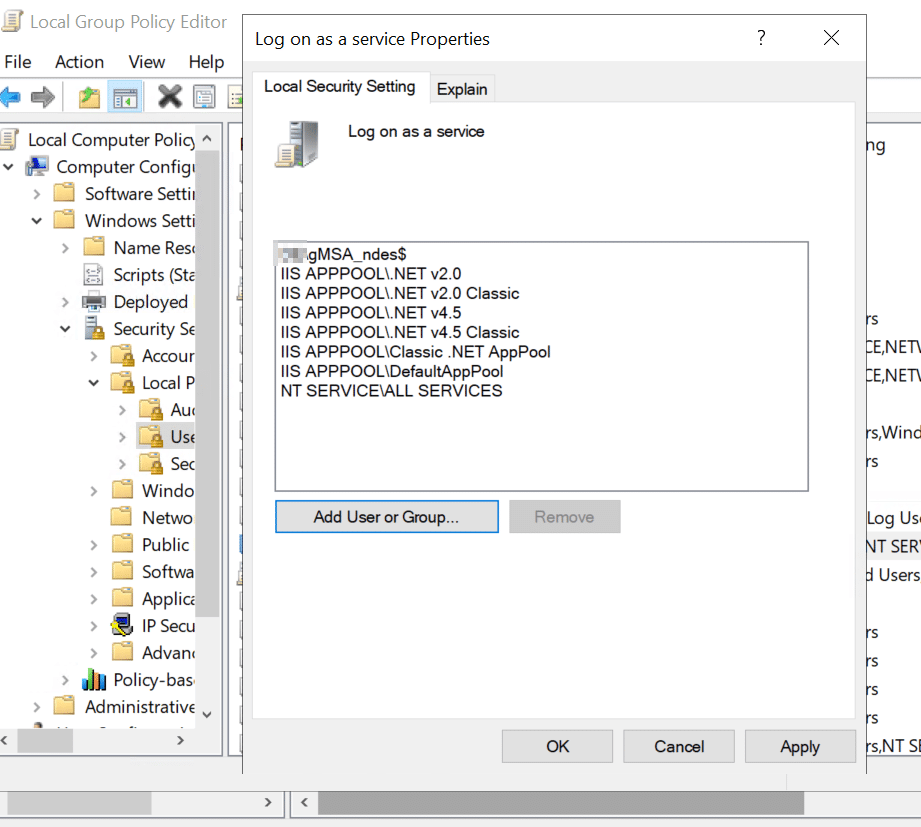 Open Image: Log on as a service for gMSA
