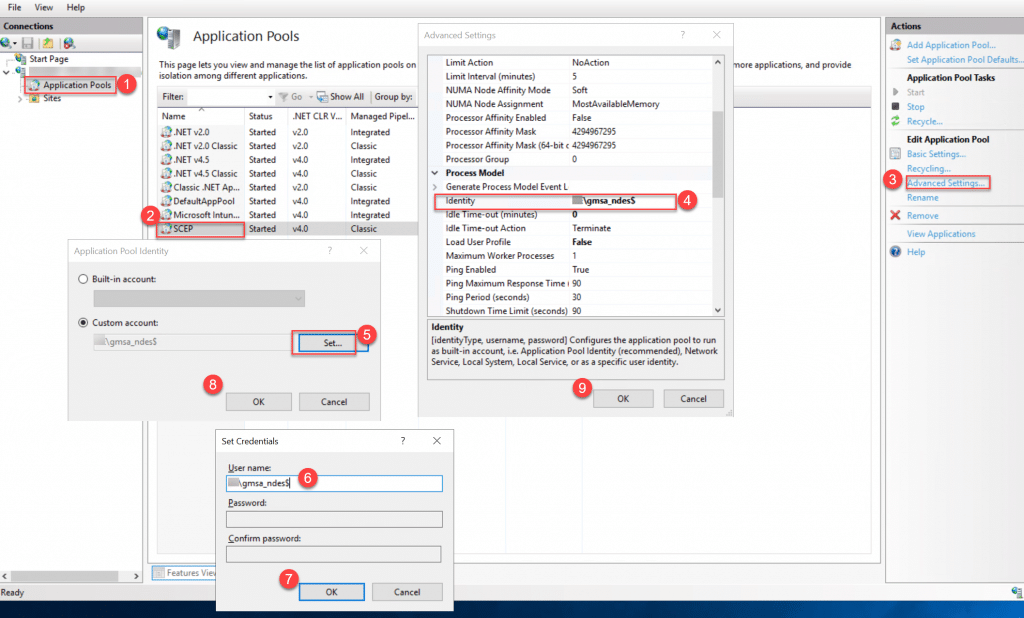 Open Image: Adding gMSA to IIS Application Pool identity