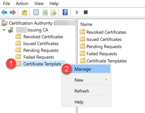 Open Image: Manage Certificate Templates on the CA